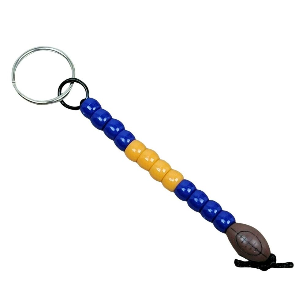 Football Keychain Blue Orange NFL NCAA Sports Fan Mom Dad‎ Parent Handmade Gift